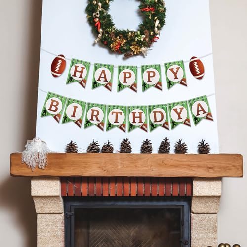 Football and Rugby Happy Birthday Banner for Party Decorations
