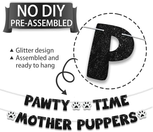 BEISHIDA Sparkling Pet Birthday Banner for Dogs and Cats