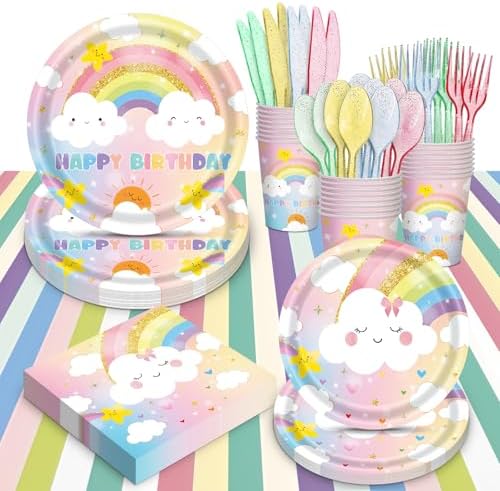 169 PCS Rainbow Party Decorations for 24 Guests