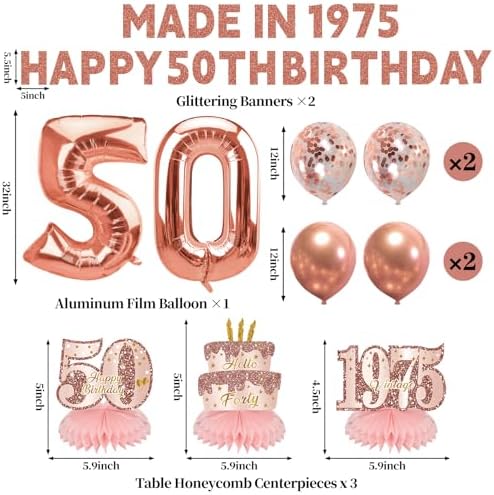 Zirtorei 50th Birthday Decor Kit for Women