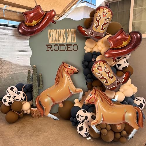 6PCS Western Themed Balloons Horse Cowgirl Hat Boot Decorations