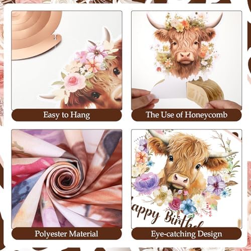 19pcs Highland Cow Party Decorations Set