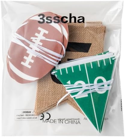 Football Burlap Felt Banners 3pcs Game Time Yard Line Decoration