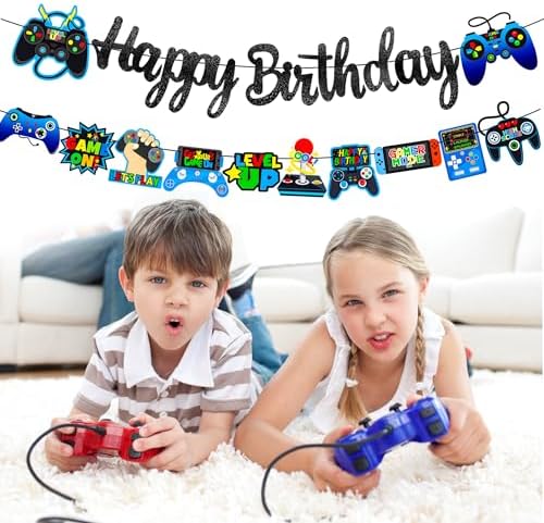 Game Birthday Party Banner 2Pcs Video Game Decorations