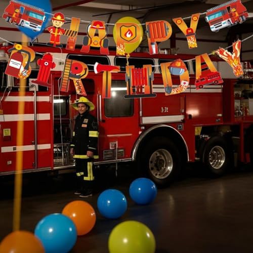 Fireman Birthday Banner with Customizable Length
