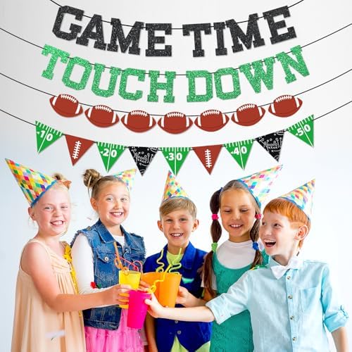 Qyeahkj 4Pcs Football Party Banners - Ready to Hang