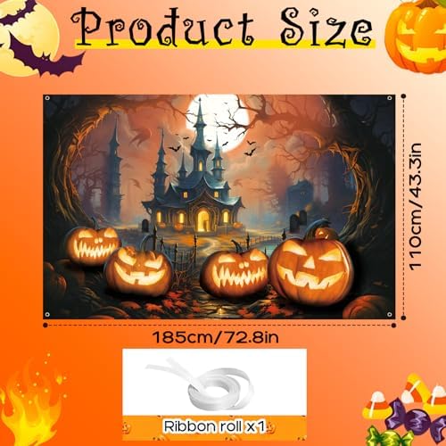 Halloween Banner Decoration with Castle and Pumpkins