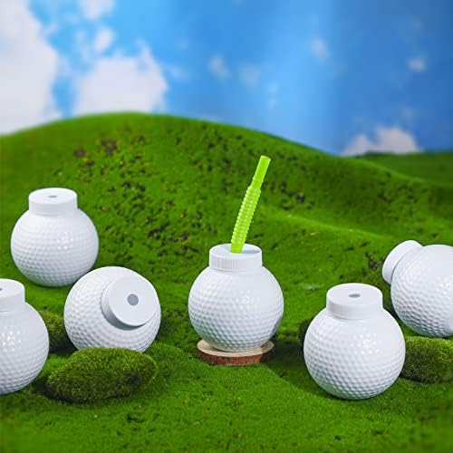 Sawysine 12 Piece Golf Ball Cup Set with Lids and Straws