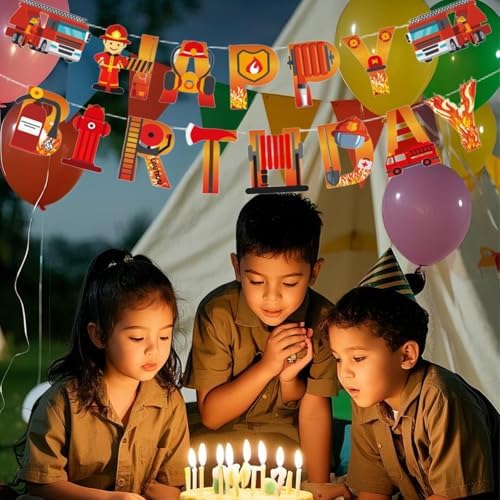 Fireman Birthday Banner with Customizable Length