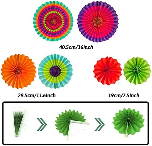 Fiesta Party Decorations Set Multicoloured Fans Pompoms Balloons