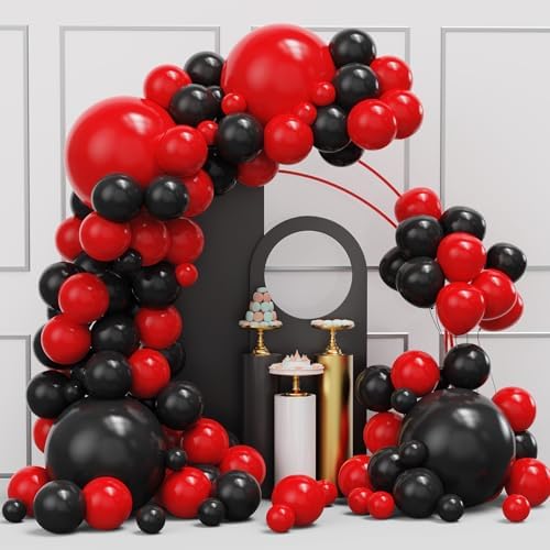 Red Black Balloons Garland Arch Kit 134pcs for Parties