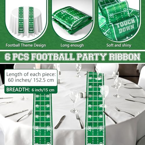 6 Pcs Football Themed Table Runner Set