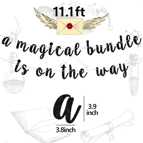 Hequoyer Magical Welcome Baby Banner with Glitter Letters