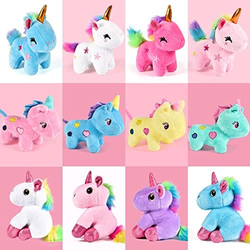 12Pcs Mini Plush Unicorn Party Favors Set