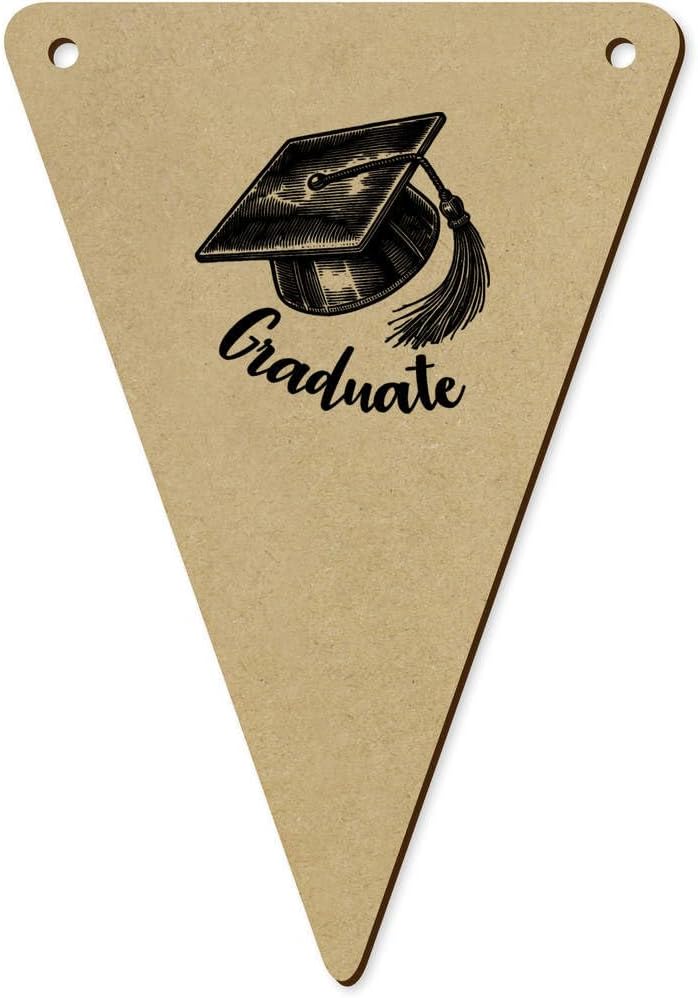 Azeeda 5x140mm University Graduate Mortar Board Wooden Bunting Flags