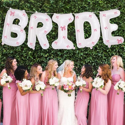 Pink Bow Bride Balloons 40 Inch for Wedding Decorations
