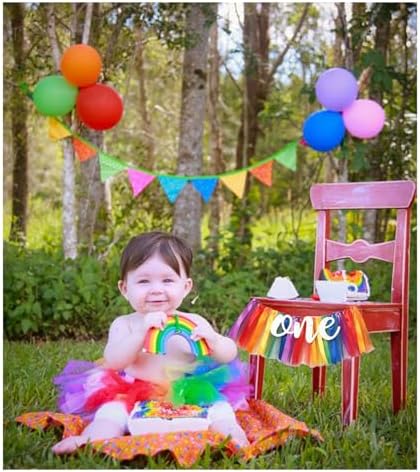 Rainbow High Chair Banner for 1st Birthday Party
