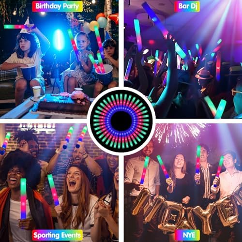 135PCS LED Foam Glow Sticks with 3 Modes