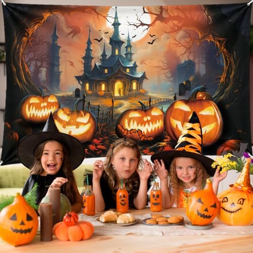 Halloween Banner Decoration with Castle and Pumpkins