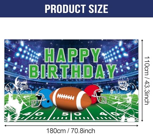 Football Birthday Banner - Party Backdrop Decoration