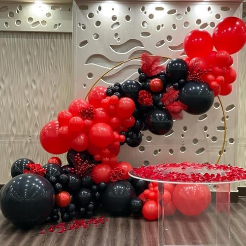 Red and Black Latex Balloons 12 Inch Party Decor Set