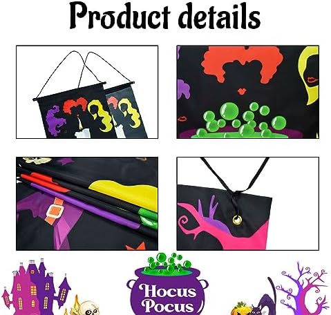 Avezano Hocus Pocus Halloween Decorations 3pcs Witches Banners