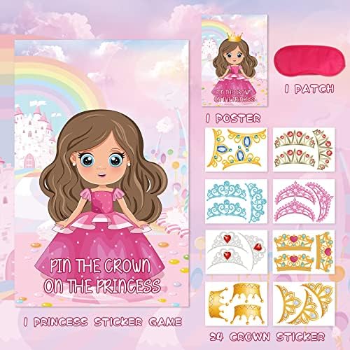 Hooqict Pin The Crown Princess Party Game Set