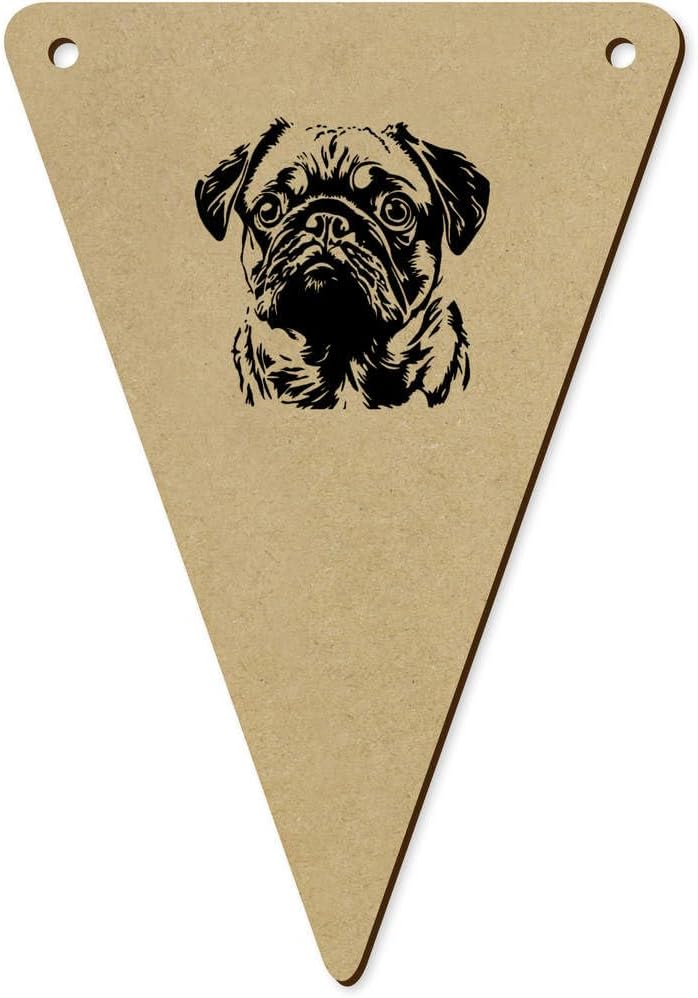 5 Pug Portrait Wooden Bunting Flags BN00088111