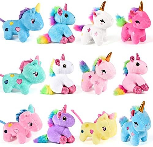 12Pcs Mini Plush Unicorn Party Favors Set