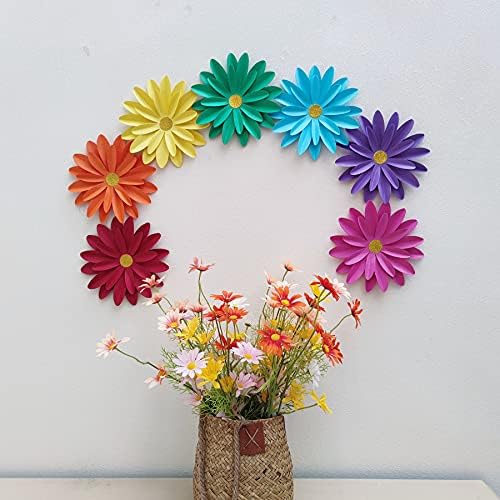 Rainbow Paper Daisy Flower Decor Set 8 Inch
