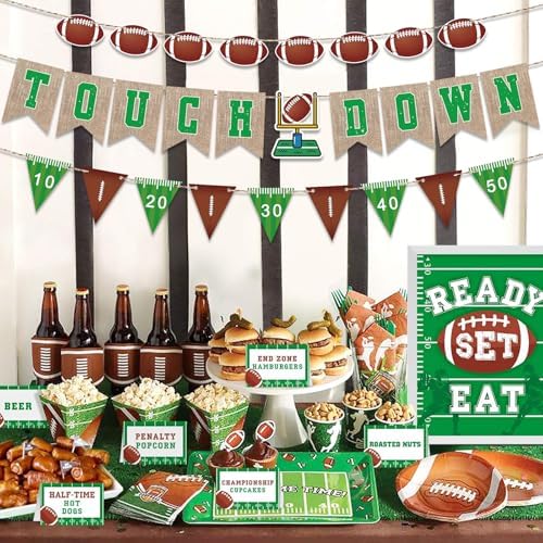 Pre-Strung 6ft Green Football Touchdown Banner for Parties