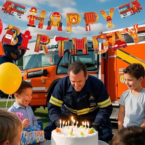Fireman Birthday Banner with Customizable Length