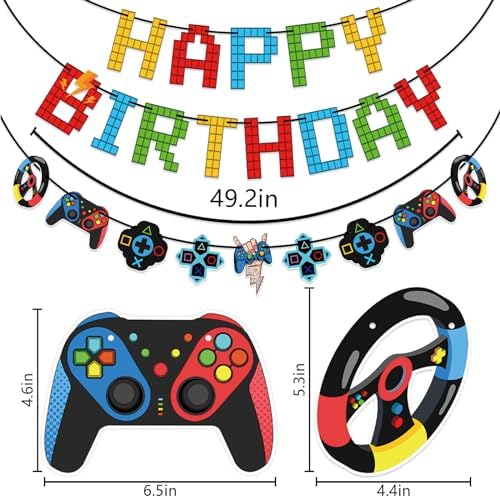 Game Themed Birthday Banner for Kids Gaming Party Decor