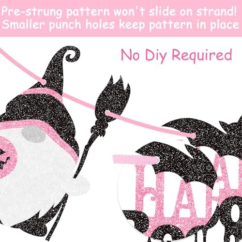 2pcs Halloween Party Banners Black Pink Ghost Boo Witch Decorations