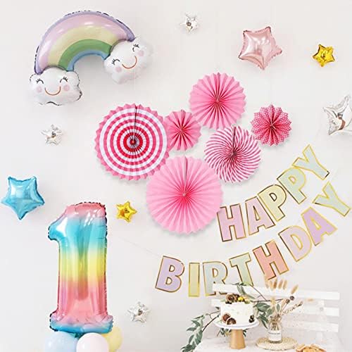 LRCXL 12PCS Party Hanging Paper Fans Set Pink