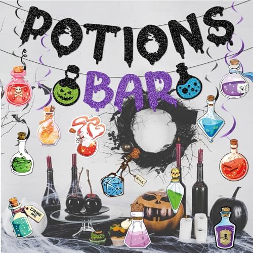 Potions Bar Banner Glitter Halloween Decorations