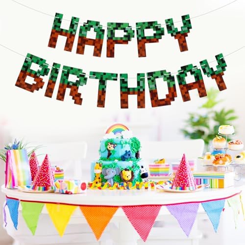 Miner Theme Happy Birthday Banner 10 Feet