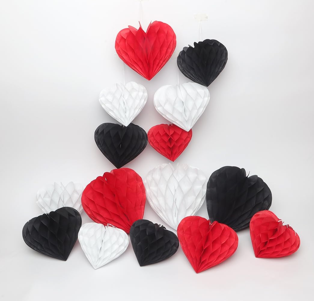 Honeycomb Ball Paper Hearts 15pcs Party Decorations