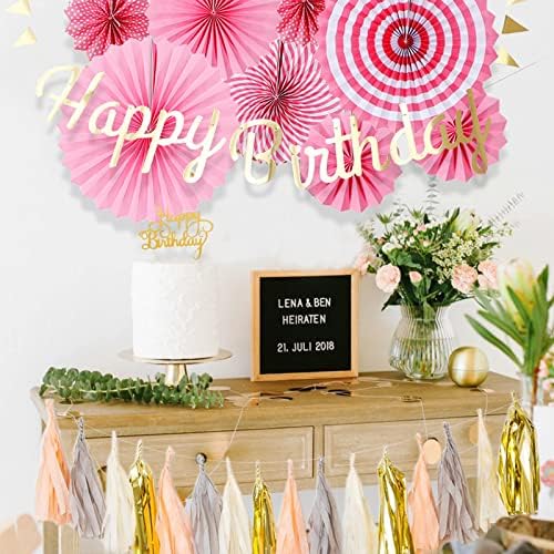LRCXL 12PCS Party Hanging Paper Fans Set Pink