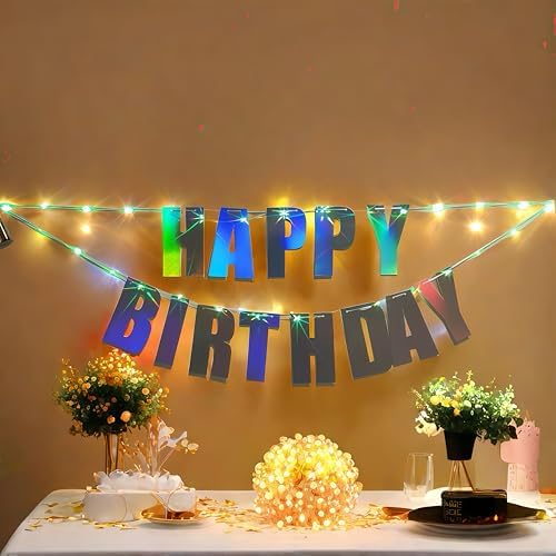 13ft Waterproof LED Birthday Banner with Iridescent Letters
