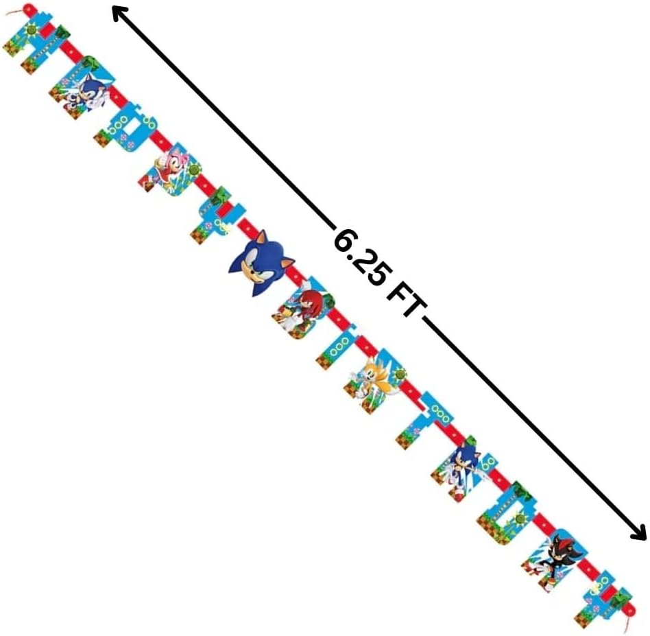 Sonic the Hedgehog Happy Birthday Multicolor Jointed Banner