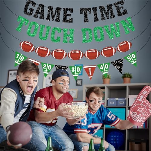 Game Time Touch Down Football Banner - Pre Strung 98ft Decor