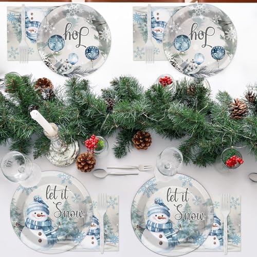 96pcs Christmas Party Plates and Napkins Set