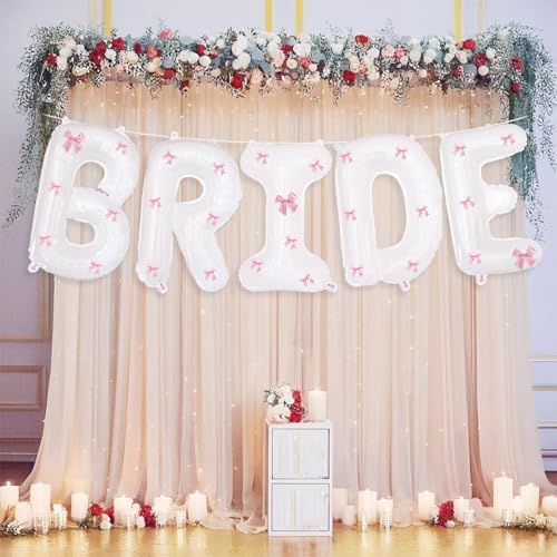 Pink Bow Bride Balloons 40 Inch for Wedding Decorations