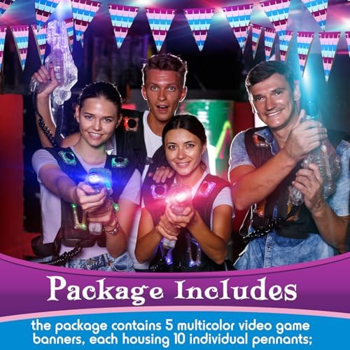 5 Pcs Pre Strung Video Game Birthday Party Banner Decorations