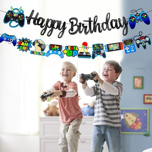 Game Birthday Party Banner 2Pcs Video Game Decorations