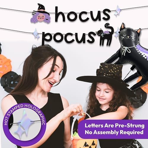 House of Party Hocus Pocus Halloween Banner Black Cat Balloon Set