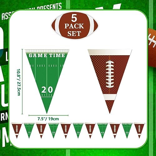 5 Packs Football Birthday Banner Party Decorations
