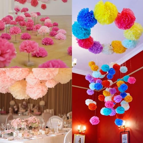 Tissue Paper Pom Poms 20 Piece Set 6 10 12 14 Inch