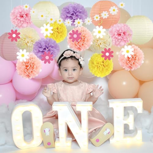 Boho Daisy Party Decorations Kit 11pcs Pom Poms